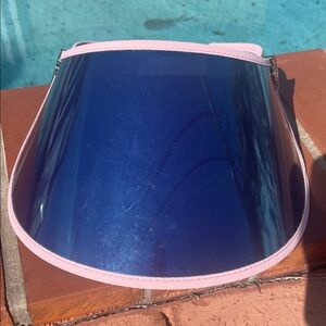 Chic Blue Shield Sun Visor with Pink Trim